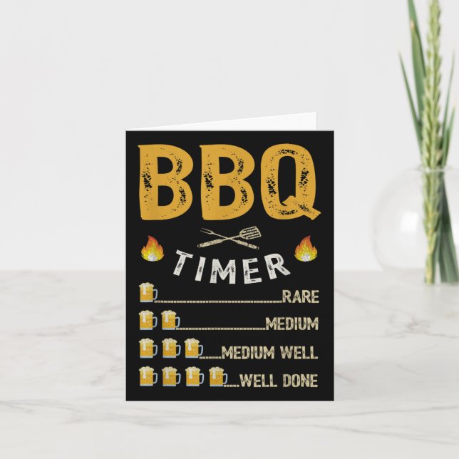 Tarjeta Mens Bbq Timer Barbecue Funny Grill Grill Beer (Anverso)