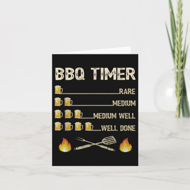 Tarjeta Mens Bbq Timer Funny Barbecue Grill Grill Beer (Anverso)