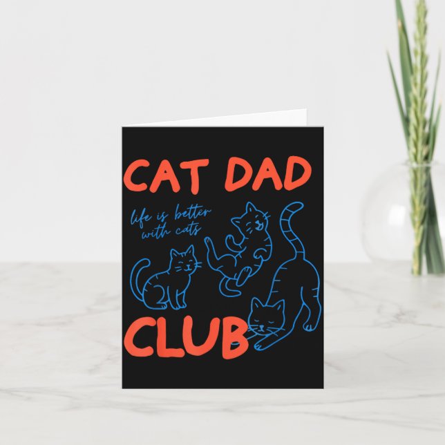 Tarjeta Mens Cat Dad Club Funny Cat Meme Fathers Day Cat L (Anverso)