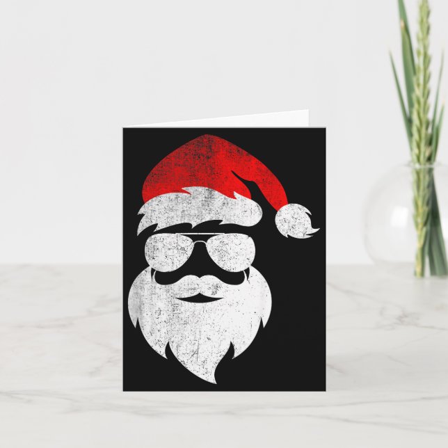 Tarjeta Mens Christmas Santa Claus Face Sungles With Hat B (Anverso)