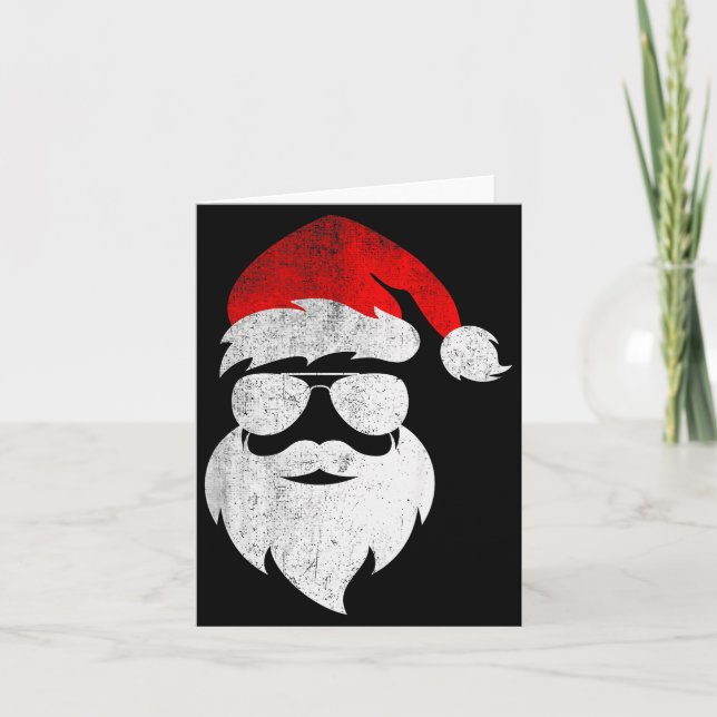 Tarjeta Mens Christmas Santa Claus Face Sungles With Hat B (Anverso)