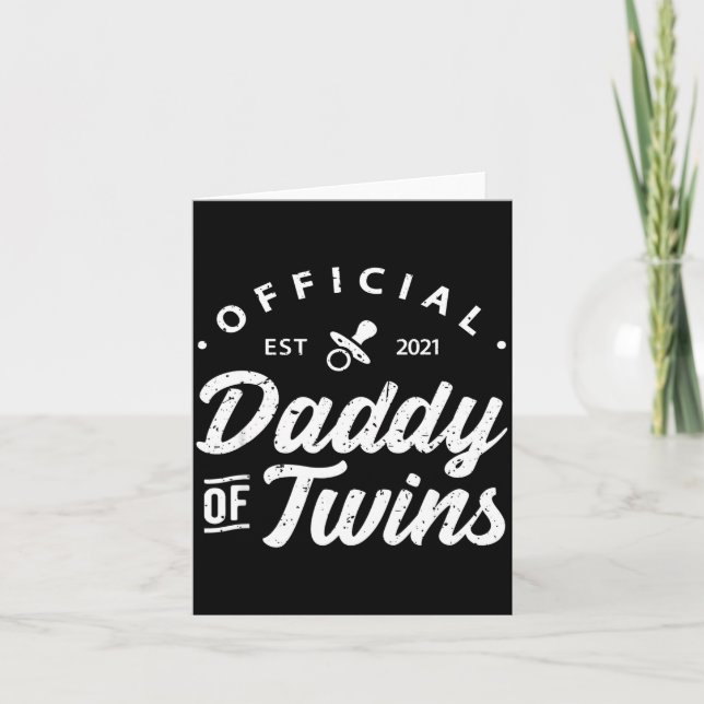 Tarjeta Mens Daddy Of Twins Shirt Funny New Dad To Be Expe (Anverso)