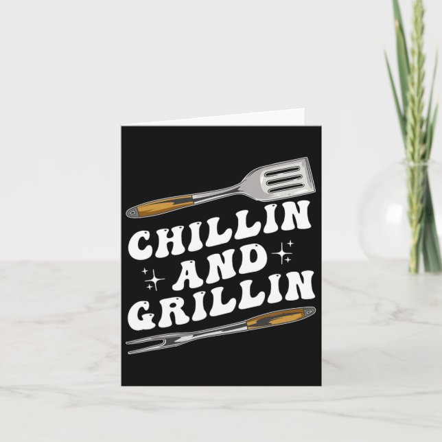 Tarjeta Mens Funny Bbq Chillin Y Grillin (Anverso)