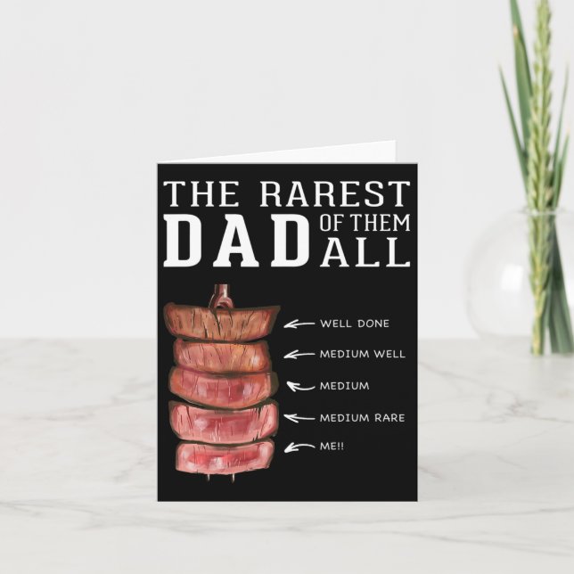 Tarjeta Mens Funny Bbq Rarest Best Dad Grill Barbecuate Fa (Anverso)