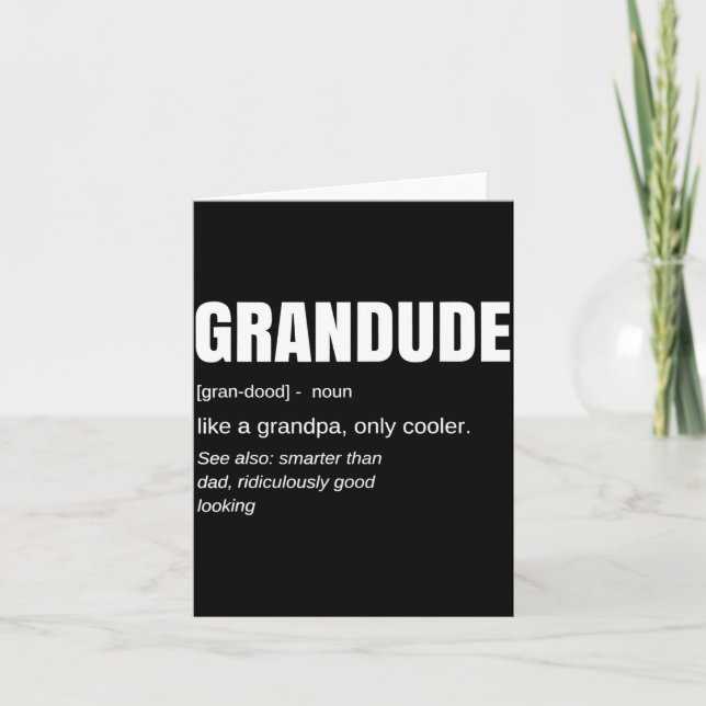 Tarjeta Mens Funny Grandude Cool Grandpa Novelty  (Anverso)