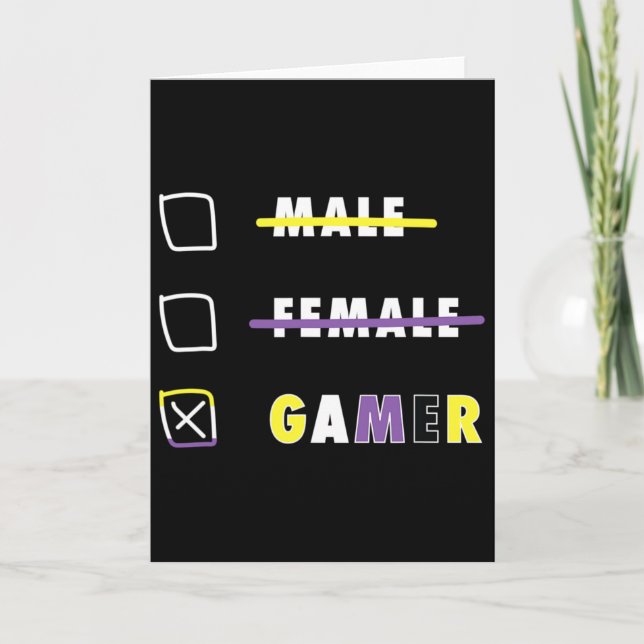 Tarjeta Mens Funny Nonbinary Gamer En  (Anverso)