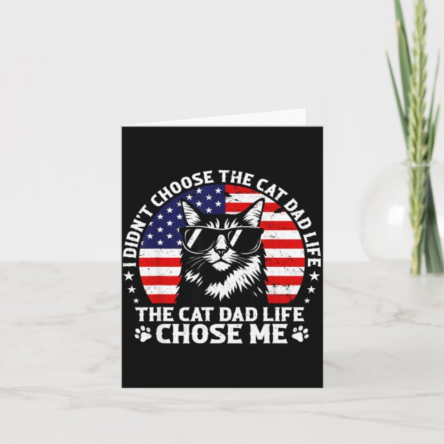 Tarjeta Mens I Didn't Choose The Cat Dad Life Chose Me  (Anverso)