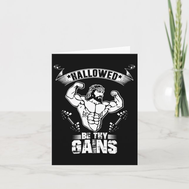 Tarjeta Mens Jesus Bodybuilding T Shirt - Gracioso Jesus W (Anverso)