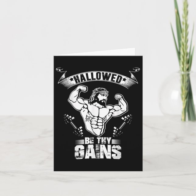 Tarjeta Mens Jesus Bodybuilding T Shirt - Gracioso Jesus W (Anverso)