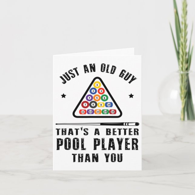 Tarjeta Mens Old Guy Pool Player Regalo Para Ancianos Bill (Anverso)