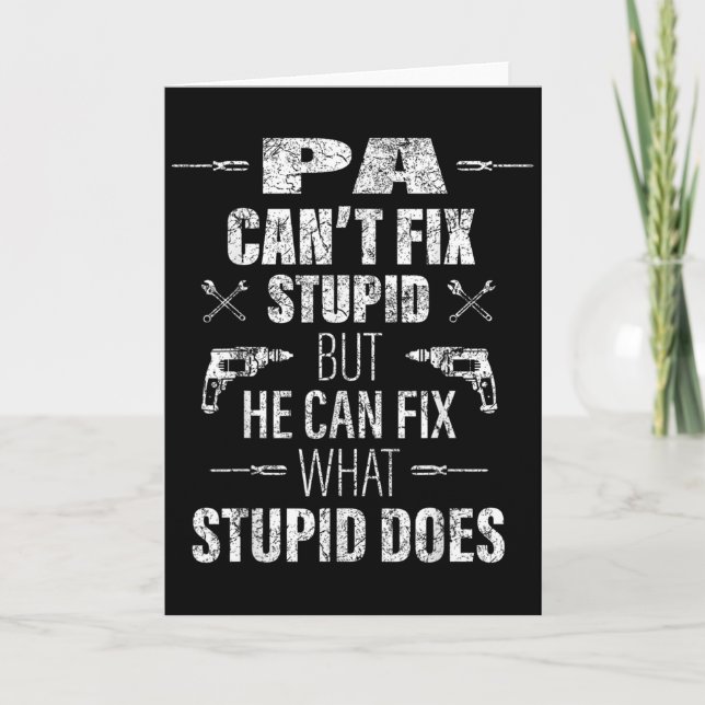 Tarjeta Mens Pa Can't Fix Stud Funny Father's Day Daddy Me (Anverso)