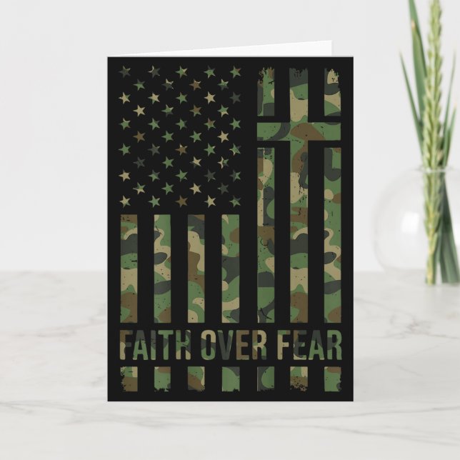 Tarjeta Men's Patriotic Christian Faith Over Fear American (Anverso)