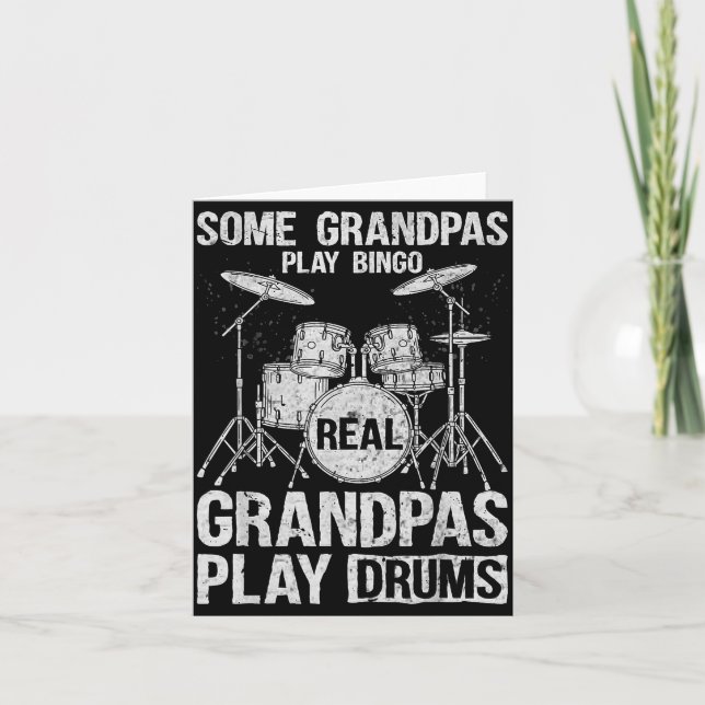 Tarjeta Mens Real Grandpa Play Drums Percussionist Drummer (Anverso)