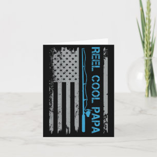 Tarjeta Mens Reel Cool Papa Fishing Flag Patriótico 4 De