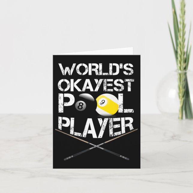 Tarjeta Mens Worlds Okayest Pool Player Funny Billiards (Anverso)