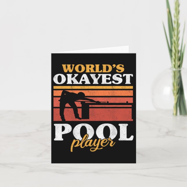 Tarjeta Mens Worlds Okayest Pool Player Snooker Retro Funn (Anverso)