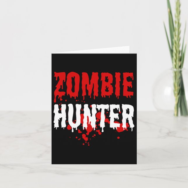 Tarjeta Mens Zombie Hunter Scary Halloween (Anverso)