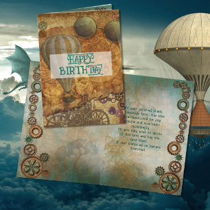 Tarjeta Mensaje de agradecimiento plegado Steampunk