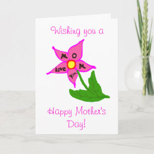 Tarjeta Mensaje de amor por la flor del Día de la Madre