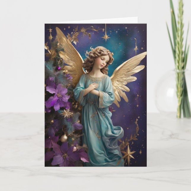 Tarjeta Mensaje de Angel Personalizado de Navidades Floral (Anverso)