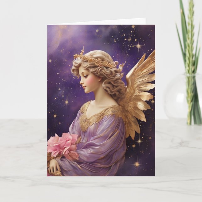 Tarjeta Mensaje de Angel Personalizado de Navidades Floral (Anverso)