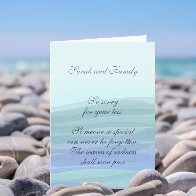 Tarjeta Mensaje de condolencia personalizado Simpatía mode (Add your own condolence message to this watercolor waves sympathy card)