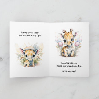 Tarjeta Mensaje de cumpleaños de nieto girafa selva safari