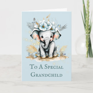 Tarjeta Mensaje de cumpleaños del abuelo lindo elefante sa