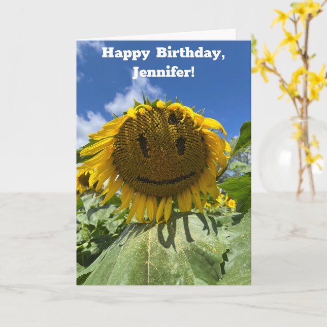 Tarjeta Mensaje de cumpleaños del Personalizado fotográfic (flor amarilla)