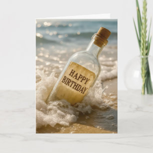 Tarjeta Mensaje de Feliz Cumpleaños en una Botella