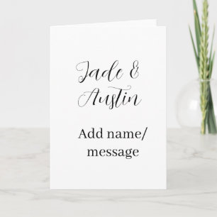 Tarjeta Mensaje de nombre de pareja de boda fecha romántic