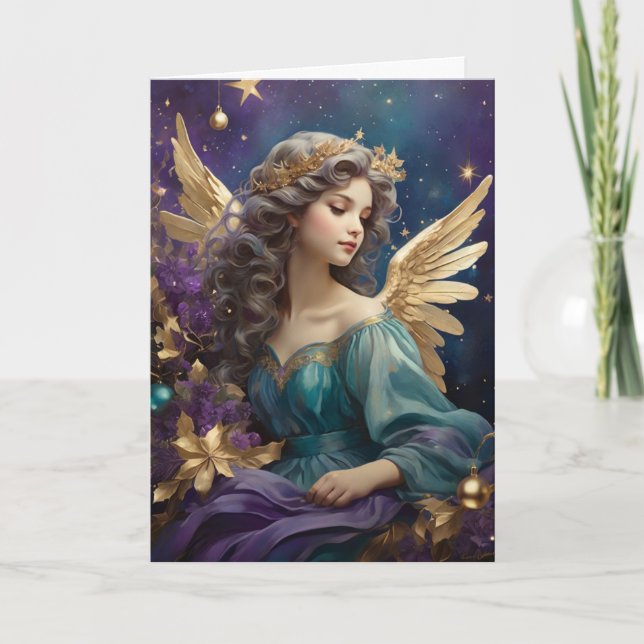 Tarjeta Mensaje de Personalizado Ángel de Navidades Retro (Anverso)