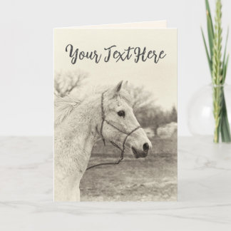 Tarjeta Mensaje de personalizado Caballo Blanco Vintage