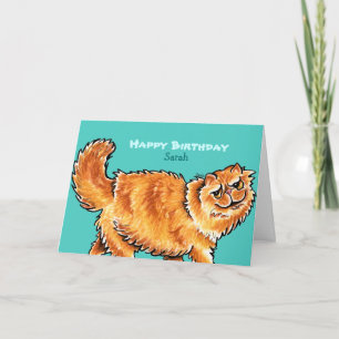 Tarjeta Mensaje de Personalizado de gato persa Naranja de 