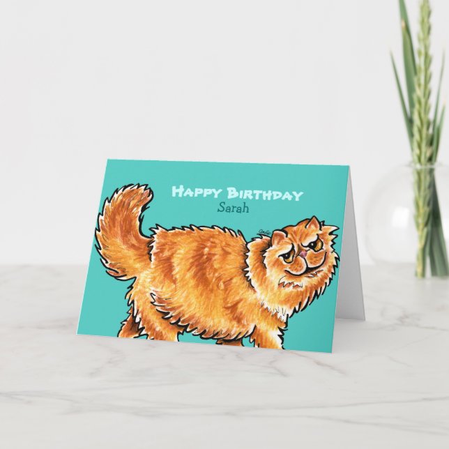 Tarjeta Mensaje de Personalizado de gato persa Naranja de  (Anverso)