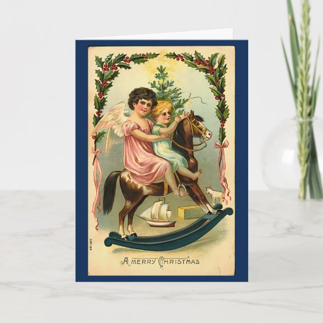 Tarjeta Mensaje de Personalizado de vintage Christmas Ange (Anverso)