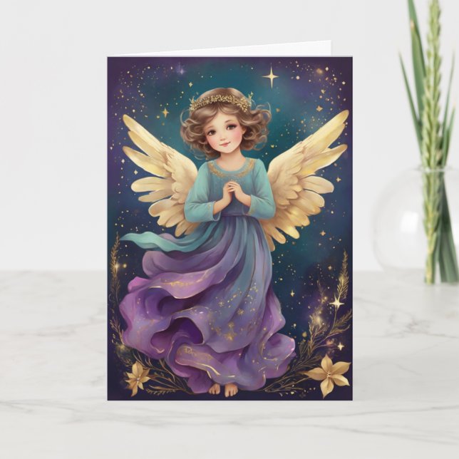 Tarjeta Mensaje de Personalizado del Ángel de Navidad de l (Anverso)