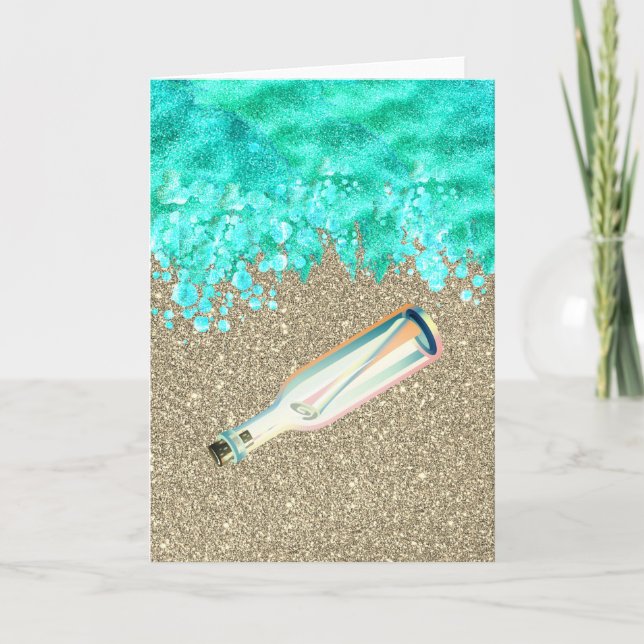Tarjeta Mensaje de playa en la costa de las botellas (Anverso)