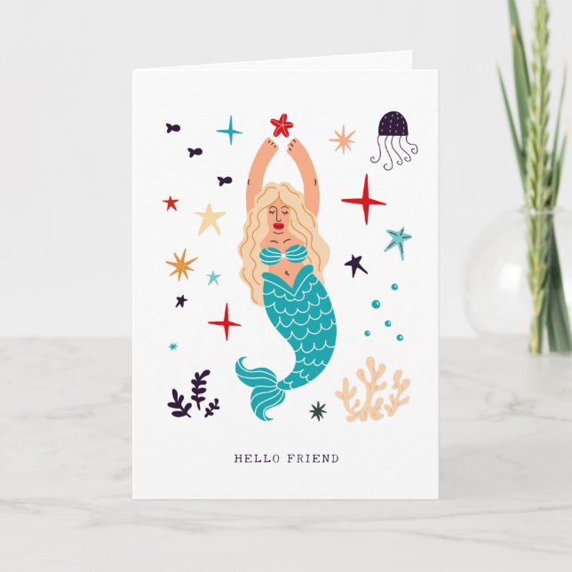Tarjeta Mensaje de Sirena | Blanco (Anverso)