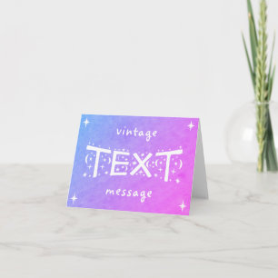 Tarjeta Mensaje de texto morado azul vintage