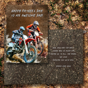 Tarjeta Mensaje del Día del Padre para Motocross de Bicicl