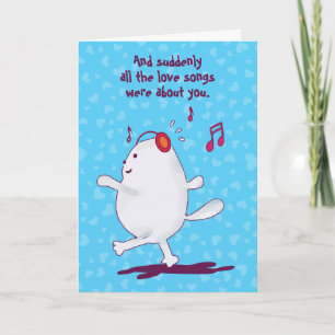 Tarjeta Mensaje divertido de gato, San Valentín azul