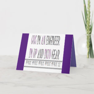 Tarjeta Mensaje para ingenieros y aquellos que reparan cos