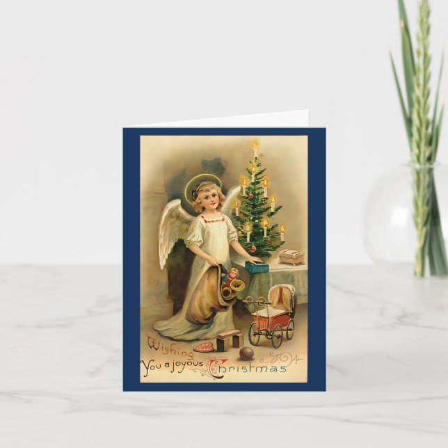 Tarjeta Mensaje Personalizado Angel de los Navidades Vinta (Anverso)