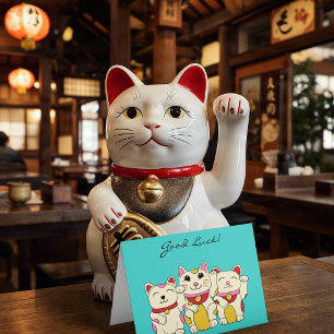 Tarjeta Mensaje personalizado buena suerte gatos Maneki Ne