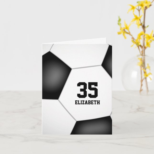 Tarjeta mensaje personalizado saludo deportivo de fútbol s (flor amarilla)