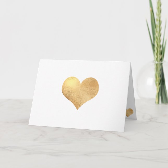Tarjeta Mensaje PixDezines Faux Gold Heart/DIY (Anverso)