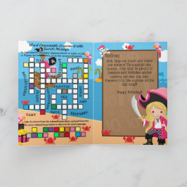 Tarjeta Mensaje Secreto de Cumpleaños Feliz Pirata Chica R