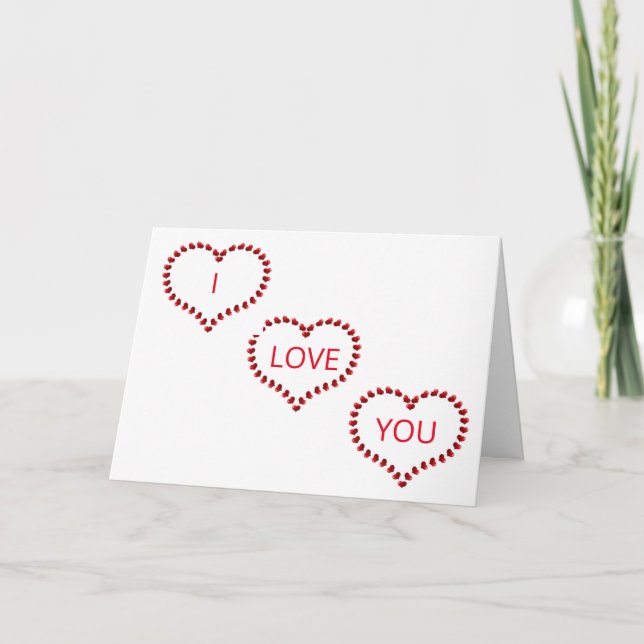 TARJETA MENSAJES EN LOS CORAZONES DICEN "TE AMO" (Anverso)