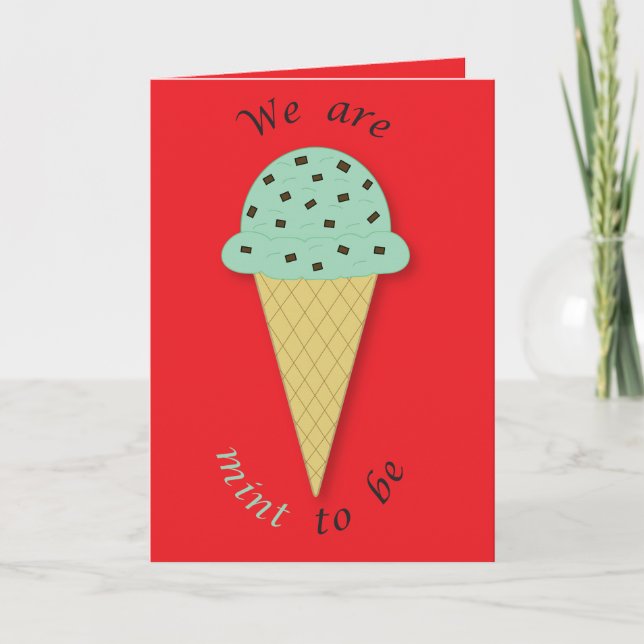 Tarjeta Menta para ser San Valentín Cute Pun Helado (Anverso)